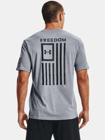 Short Sleeve Freedom Flag T-Shirt in Steel from Under Armour with Freedom Flag graphic on back